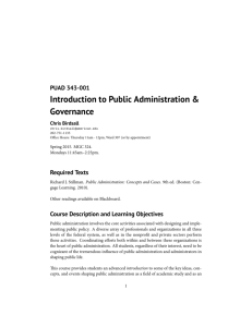 Introduction to Public Administration & Governance