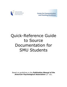 Quick-Reference Guide to Source Documentation for SMU Students