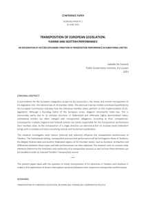 TRANSPOSITION OF EUROPEAN LEGISLATION: