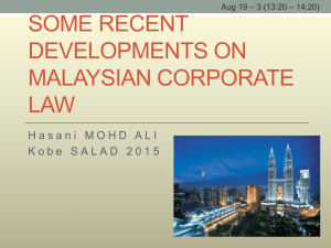 some recent developments on malaysian corporate law