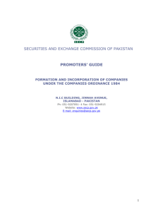 securities and exchange commission of pakistan promoters