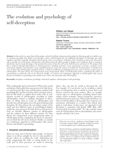 The evolution and psychology of self-deception