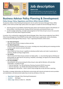 Business Advisor Policy Planning & Development Policy Group