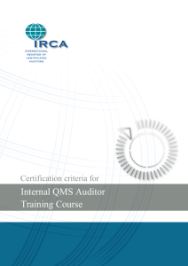 Internal QMS Auditor Training Course