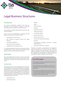 Legal Business Structures - Department of Primary Industries, Parks