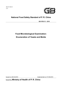 Food Microbiological Examination: Enumeration of Yeasts and Molds