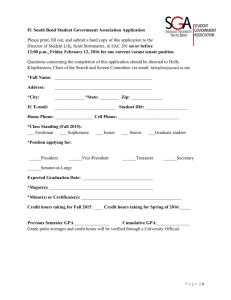 IU South Bend Student Government Association Application Please