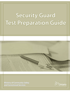 Security Guard Study Guide - Ministry of Community Safety and