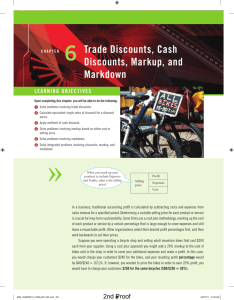 Trade Discounts, Cash Discounts, Markup, and