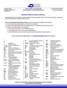 JD.MD, Inc. Medical Abbreviations Glossary