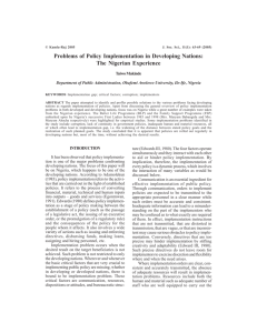 Problems of Policy Implementation in Developing Nations: The