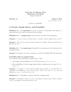 3.1 Events, Sample Spaces, and Probability