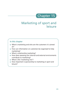 Chapter 15: Marketing of sport and leisure
