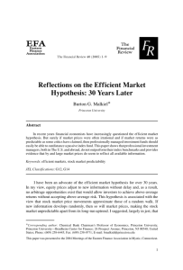 Reflections on the Efficient Market Hypothesis: 30 Years Later