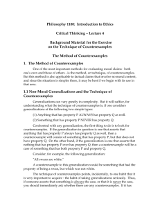 Philosophy 1100: Introduction to Ethics Critical Thinking – Lecture 4