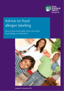 Advice on food allergen labelling