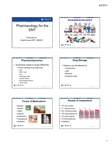 Pharmacology for the EMT
