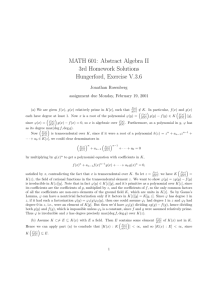 MATH 601: Abstract Algebra II 3rd Homework Solutions Hungerford