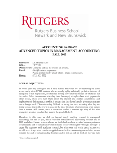 Managerial Accounting - Rutgers Business School