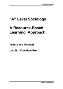 A” Level Sociology A Resource-Based