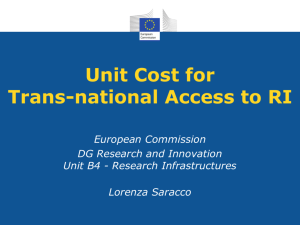 Unit Cost for Trans-national Access to RI