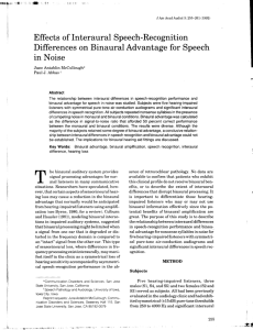 Effects of Interaural Speech-Recognition Differences on Binaural