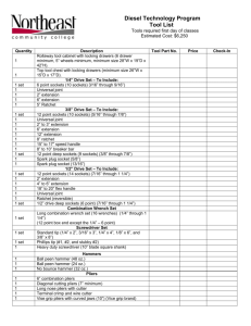 Required Tools and Supplies List