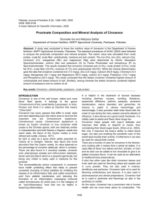 Proximate Composition and Mineral Analysis of Cinnamon