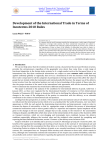 Development of the International Trade in Terms of Incoterms 2010