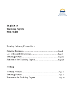 English 10 Training Papers 2008/09