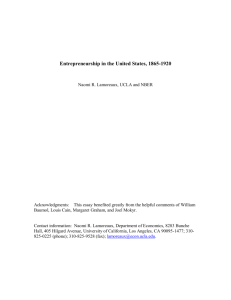 Entrepreneurship in the United States, 1865-1920