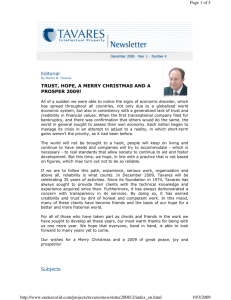 Editorial TRUST, HOPE, A MERRY CHRISTMAS AND A PROSPER