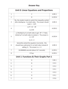 Answer Key Unit 0: Linear Equations and Proportions Unit 1