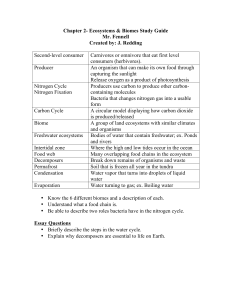 Chapter 2- Ecosystems & Biomes Study Guide Mr. Fennell Created by