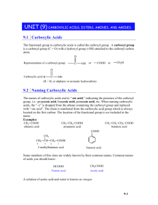 Unit (9) Carboxylic Acids, Esters, Amines