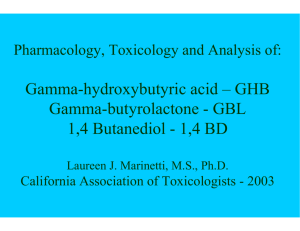 Gamma-hydroxybutyric acid – GHB Gamma-butyrolactone
