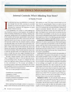 Internal Controls: Who's Minding Your Store