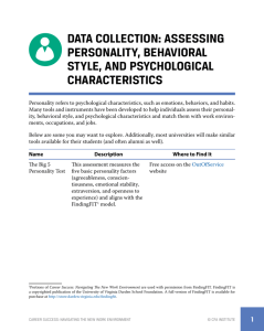 assessing personality, behavioral style, and