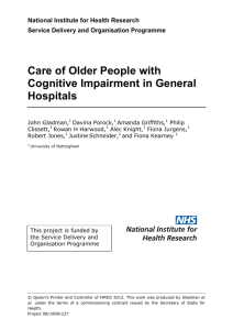 Care of older people with cognitive impairment in general hospitals