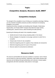 Competitive Analysis, Resource Audit, SWOT