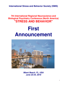 Conference first announcement - International Stress and Behavior