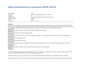 OSHA Lead Standard for Construction 29CFR 1926.62