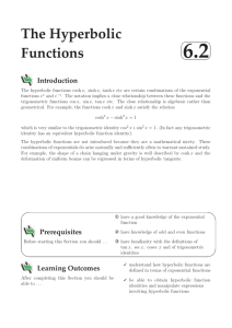 The Hyperbolic Functions