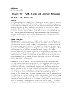 Chapter 18 – Public Goods and Common Resources