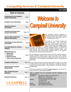 Computing Services @ Campbell University Fall 2009