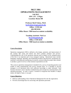 MGT 3501 OPERATIONS MANAGEMENT
