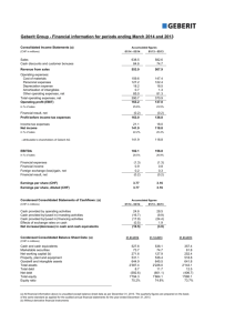 Geberit Group - Financial information for periods ending March 2014