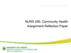 NURS 295: Community Health Assignment Reflection Paper