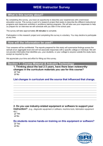 WEIE Instructor Survey Intended Curriculum