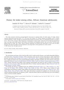 Dietary fat intake among urban, African American adolescents